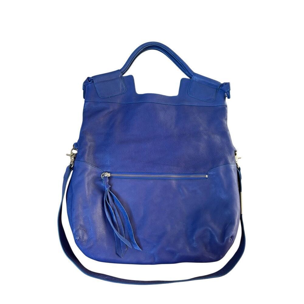 Foley‎ + Corinna Flap Foldable Leather Purse Shoulder Bag  Blue